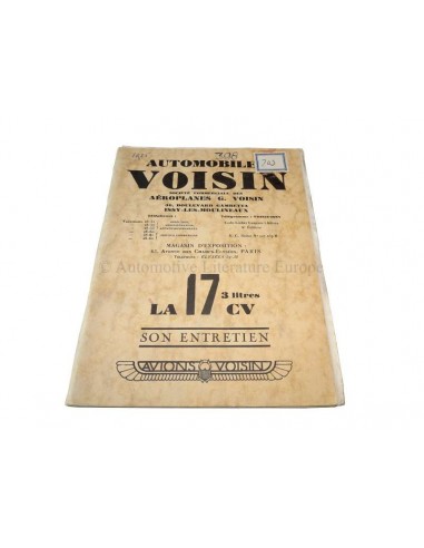 1929 VOISIN 17CV OWNERS MANUAL FRENCH