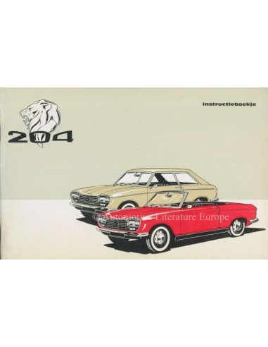 1967 PEUGEOT 204 COUPE CONVERTIBLE OWNERS MANUAL DUTCH