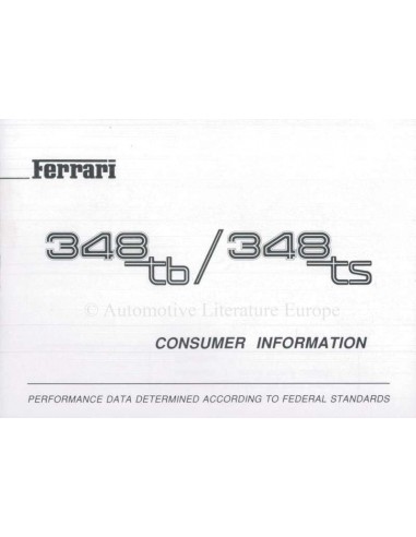 1990 FERRARI 348 TB/TS CONSUMER INFORMATION HANDBUCH ENGLISCH
