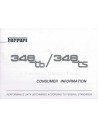 1990 FERRARI 348 TB/TS CONSUMER INFORMATION HANDBUCH ENGLISCH