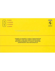 1989 FERRARI 8 ZYLINDER GARANTIEKARTE & WARTUNGSPLAN 552/89