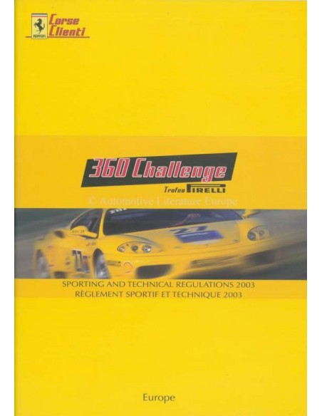 2003 FERRARI 360 CHALLENGE TROFEO PIRELLI BROCHURE