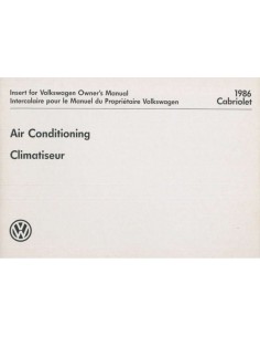 1986 VOLKSWAGEN CABRIOLET INSTRUCTIEBOEKJE ENGELS USA 2