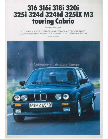 1988 BMW 3 SERIES COLOUR AND UPHOLSTERY BROCHURE