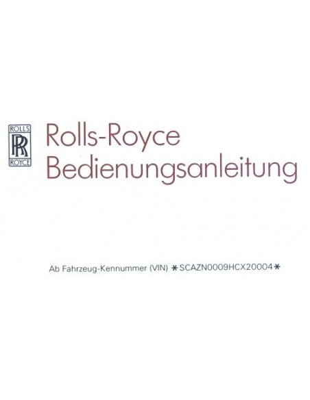 1986 ROLLS ROYCE SILVER SPUR BETRIEBSNALEITUNG DEUTSCH