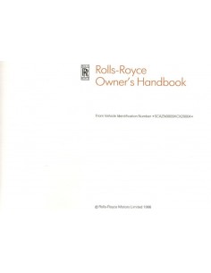1986 ROLLS ROYCE SILVER SPUR OWNERS MANUAL ENGELS 2