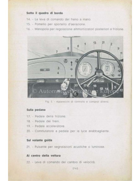1957 ALFA ROMEO AUTOTUTTO BENZIN BETRIEBSANLEITUNG ITALIENISCH