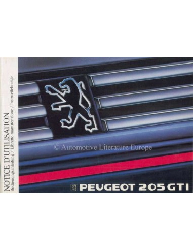 1988 PEUGEOT 205 GTI OWNERS MANUAL GERMAN ITALIAN DUTCH