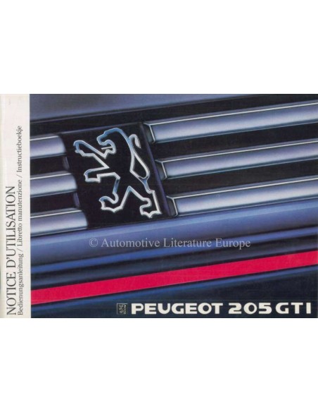 1988 PEUGEOT 205 GTI OWNERS MANUAL GERMAN ITALIAN DUTCH