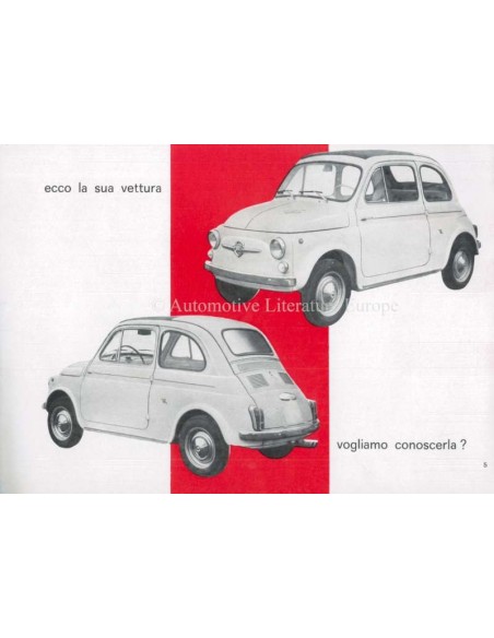 1963 FIAT ABARTH 595 OWNERS MANUAL ITALIAN