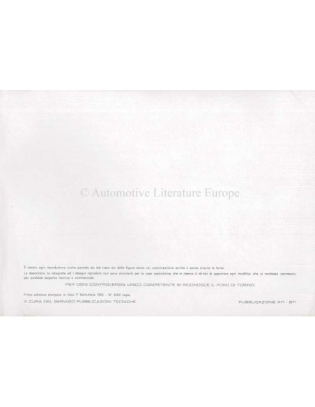 1963 FIAT ABARTH 595 BETRIEBSANLEITUNG ITALIENISCH
