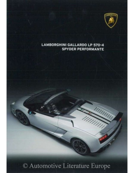 2012 LAMBORGHINI GALLARDO LP 570-4 SPYDER PERFORMANTE PROSPEKT DEUTSCH