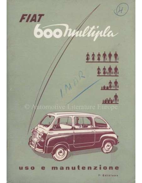 1959 FIAT 600 MULTIPLA OWNERS MANUAL ITALIAN
