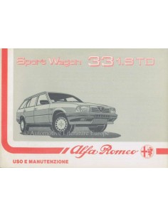 1988 ALFA ROMEO 33 1.8 TD SPORT WAGON BETRIEBSANLEITUNG ITALIENISCH
