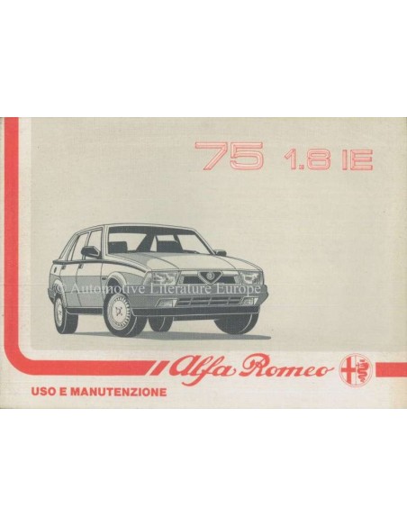 1988 ALFA ROMEO 75 1.8 IE BETRIEBSANLEITUNG ITALIENISCH