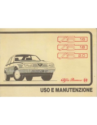 1987 ALFA ROMEO 75 OWNERS MANUAL ITALIAN
