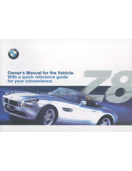 2000 BMW Z8 OWNERS MANUAL HANDBOOK ENGLISH (USA)