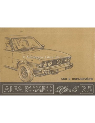 1979 ALFA ROMEO 6 2.5 OWNERS MANUAL ITALIAN