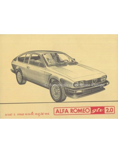 1982 ALFA ROMEO GTV 2.0 BETRIEBSANLEITUNG ITALIENISCH