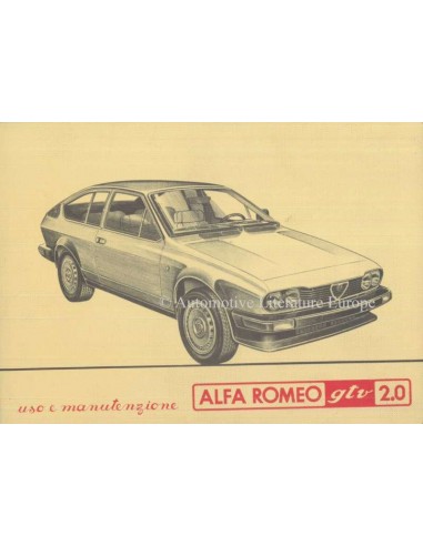 1982 ALFA ROMEO GTV 2.0 OWNERS MANUAL ITALIAN