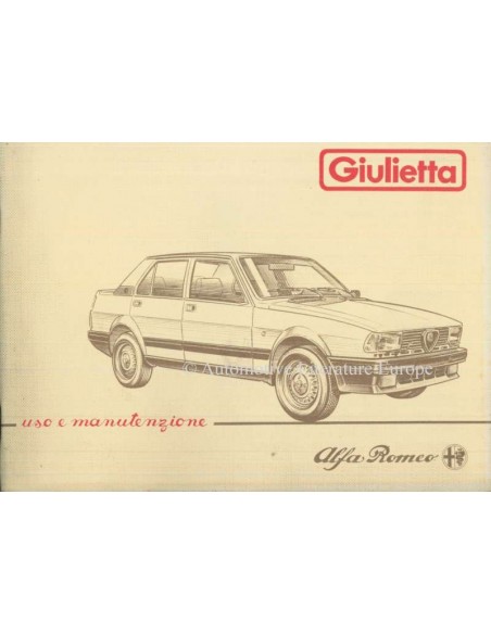 1984 ALFA ROMEO GIULIETTA BETRIEBSANLEITUNG ITALIENISCH