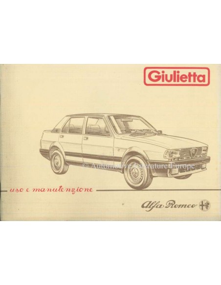 1984 ALFA ROMEO GIULIETTA OWNER'S MANUAL ITALIAN