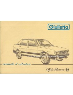 1984 ALFA ROMEO GIULIETTA INSTRUCTIEBOEKJE FRANS