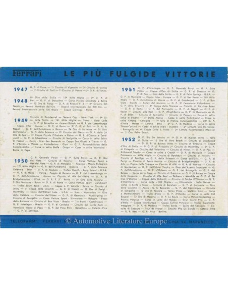 1953 FERRARI 212 INTER BROCHURE ITALIAANS 