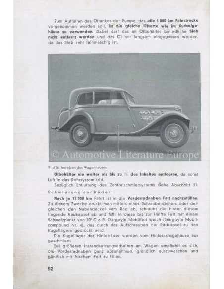 1934 BMW 315 BETRIEBSANLEITUNG DEUTSCH