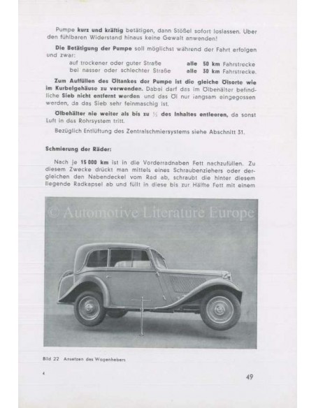 1935 BMW 309 OWNERS MANUAL GERMAN