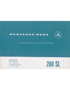 1970 MERCEDES BENZ 280 SL OWNERS MANUAL
