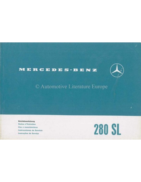 1970 MERCEDES BENZ 280 SL OWNERS MANUAL