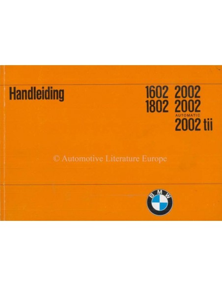 1972 BMW 1602 1802 2002 OWNERS MANUAL DUTCH