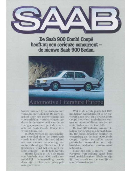 1981 SAAB 900 RANGE BROCHURE DUTCH