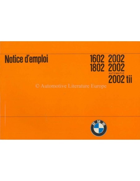 1974 BMW 1602 1802 2002 OWNERS MANUAL FRENCH