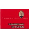 1987 MASERATI BITURBO MAINTENANCE & WARRANTY MANUAL ENGLISH ***BLANCO***