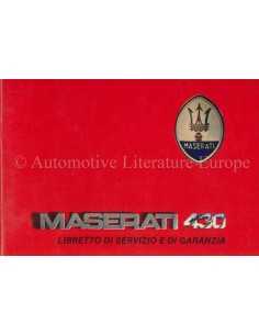 1988 MASERATI 430 MAINTENANCE & WARRANTY MANUAL ITALIAN ***BLANCO***