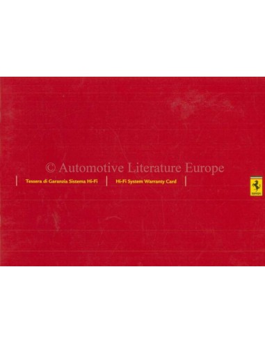 2005 FERRARI HI-FI GARANTIEKARTE & WARTUNGSPLAN ***BLANCO***