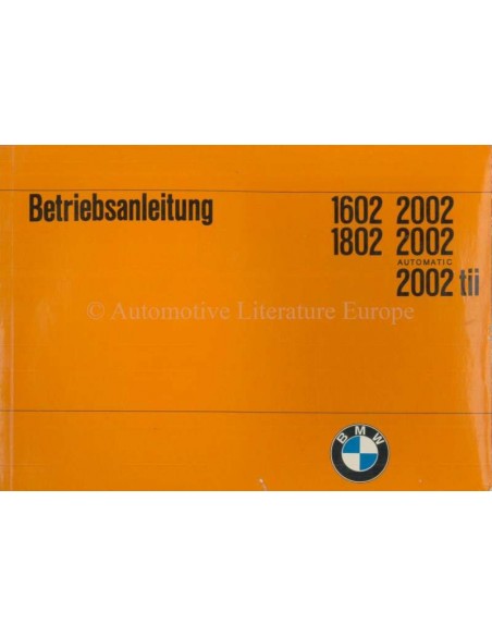 1972 BMW 1602 1802 2002 OWNER'S MANUAL GERMAN