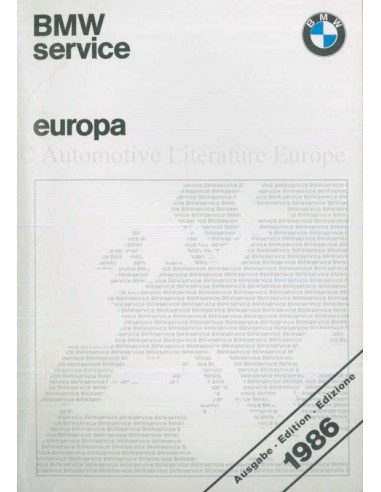 1986 BMW SERVICE STATIONS EUROPE HANDBOOK