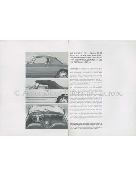 1961 ALFA ROMEO 2000 SPIDER BROCHURE FRENCH