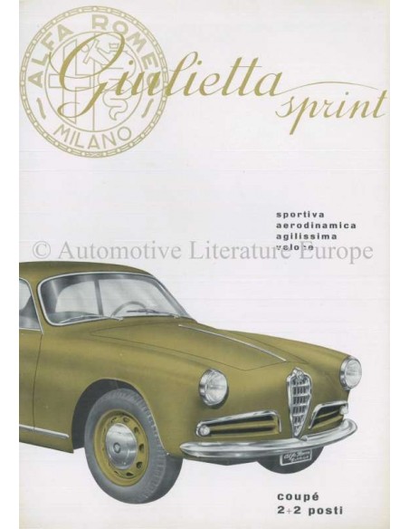 1955 ALFA ROMEO GIULIETTA SPRINT BROCHURE ITALIAANS