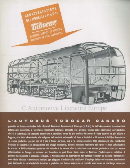 1951 ALFA ROMEO TUBOCAR CASARO BROCHURE ITALIAANS
