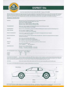 1995 LOTUS ESPRIT S4s LEAFLET ENGLISH 2