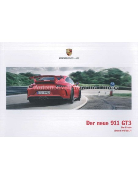 2018 PORSCHE 911 GT3 HARDCOVER BROCHURE GERMAN