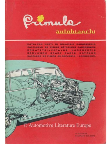 1965 AUTOBIANCHI PRIMULA SPARE PARTS CATALOG BODYWORK