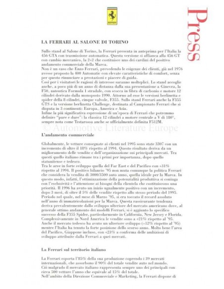 1996 FERRARI 456 GTA PERSMAP ENGELS & ITALIAANS 932/95