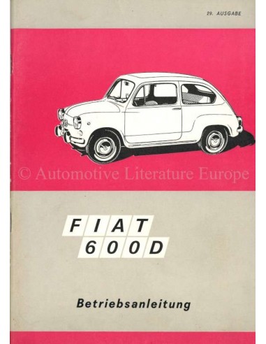 1969 FIAT 600 D BETRIEBSANLEITUNG DEUTSCH