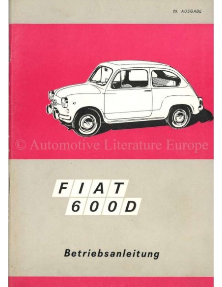 1969 FIAT 600 D BETRIEBSANLEITUNG DEUTSCH