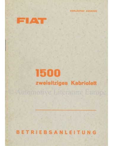 1959 FIAT 1500 KABRIOLETT BETRIEBSANLEITUNG DEUTSCH